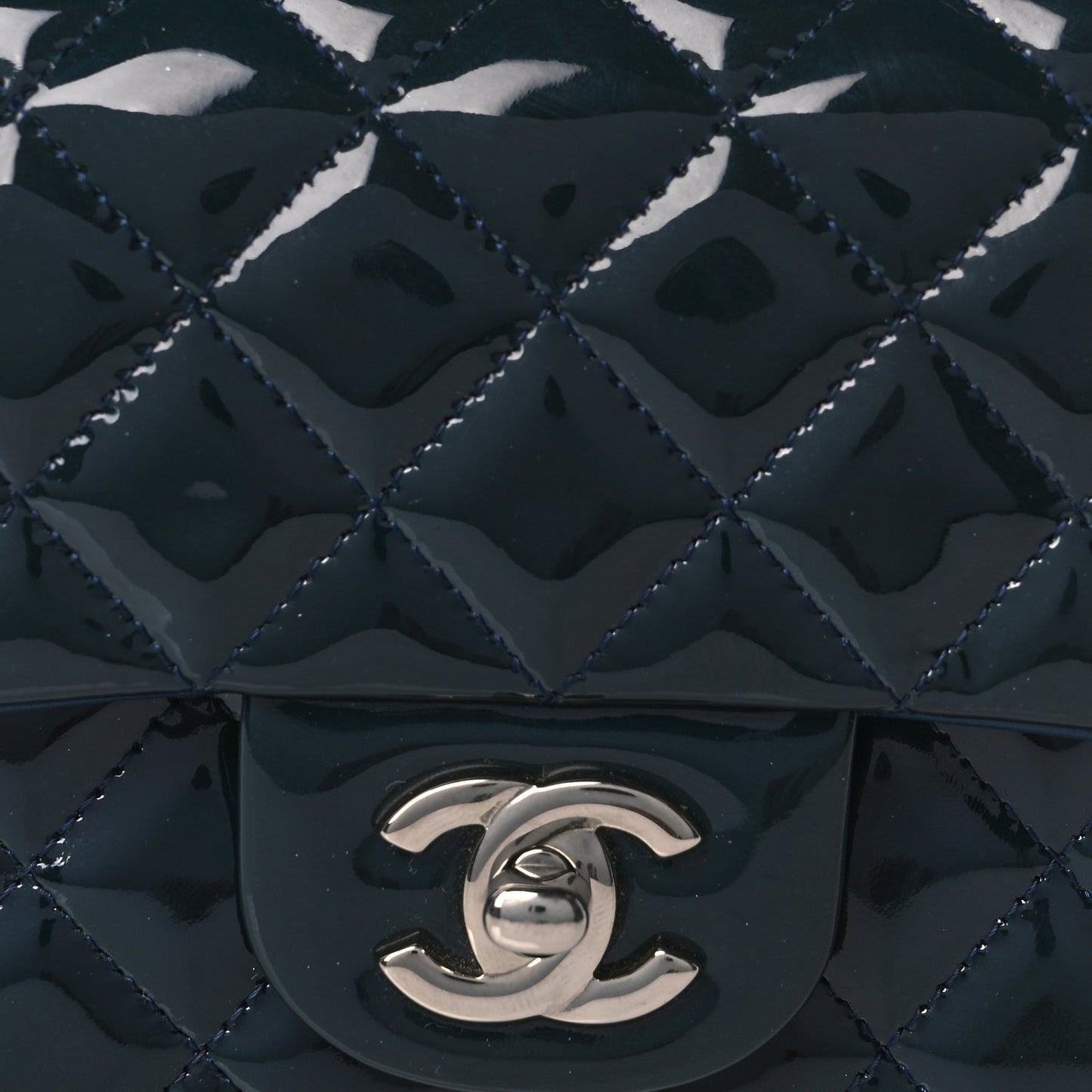 Chanel Patent Calfskin Quilted Mini Rectangular Flap Turquoise