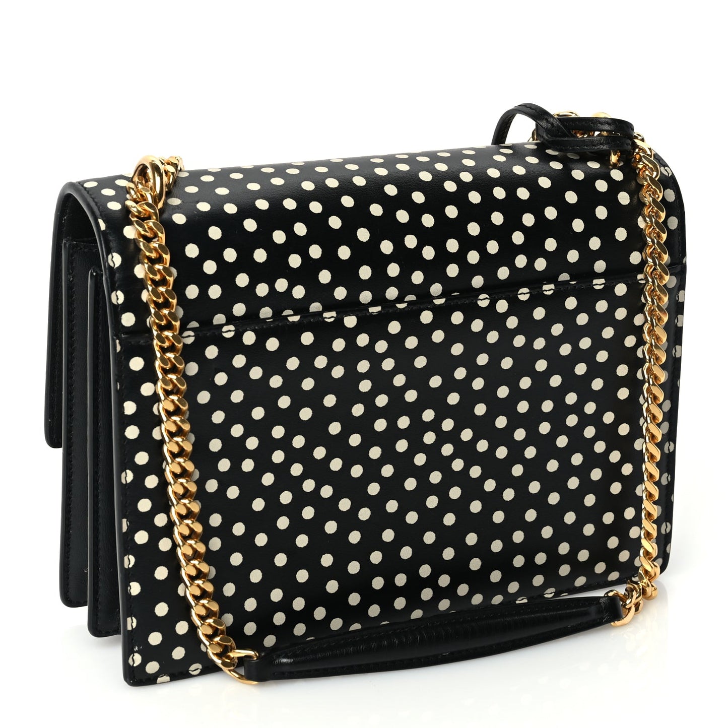 Saint Laurent Calfskin Polka Dot Medium Monogram Sunset Black Crema Soft