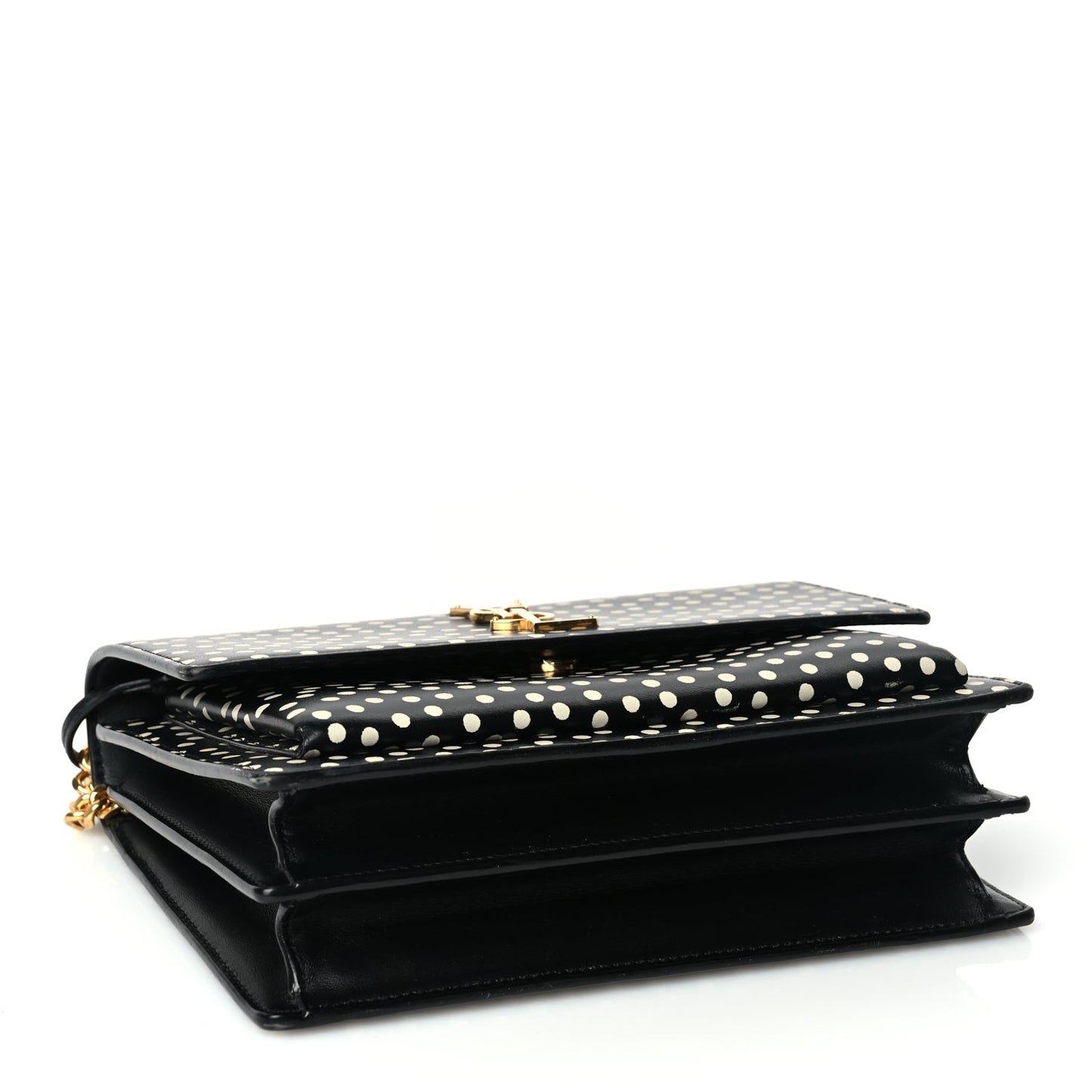 Saint Laurent Calfskin Polka Dot Medium Monogram Sunset Black Crema Soft