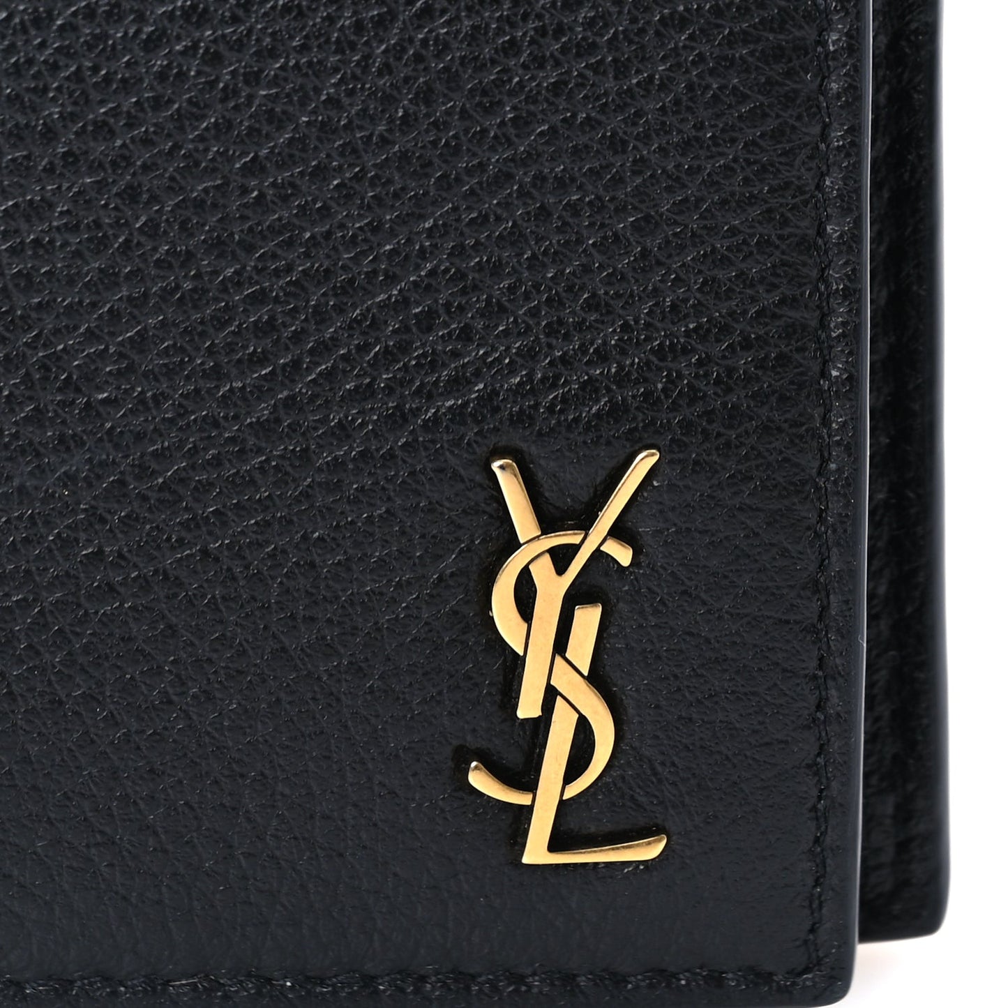 Saint Laurent Grained Calfskin Tiny Cassandre Flap Card Case  Black