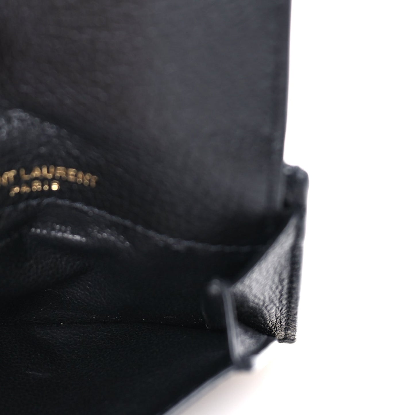 Saint Laurent Grained Calfskin Tiny Cassandre Flap Card Case  Black