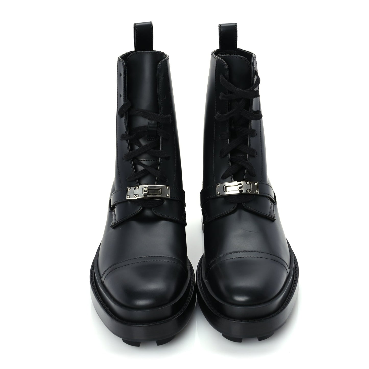 Hermes Glossed Calfskin Funk Ankle Boots 37 Black