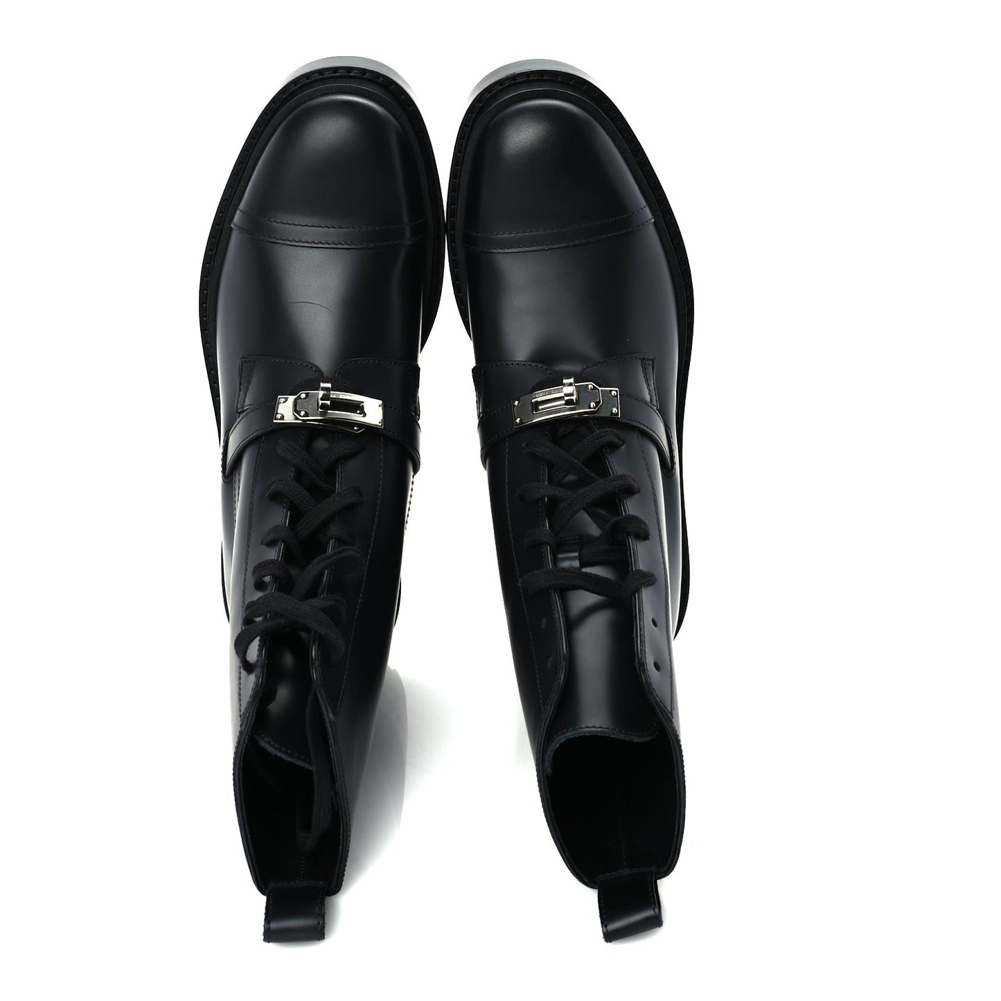 Hermes Glossed Calfskin Funk Ankle Boots 37 Black