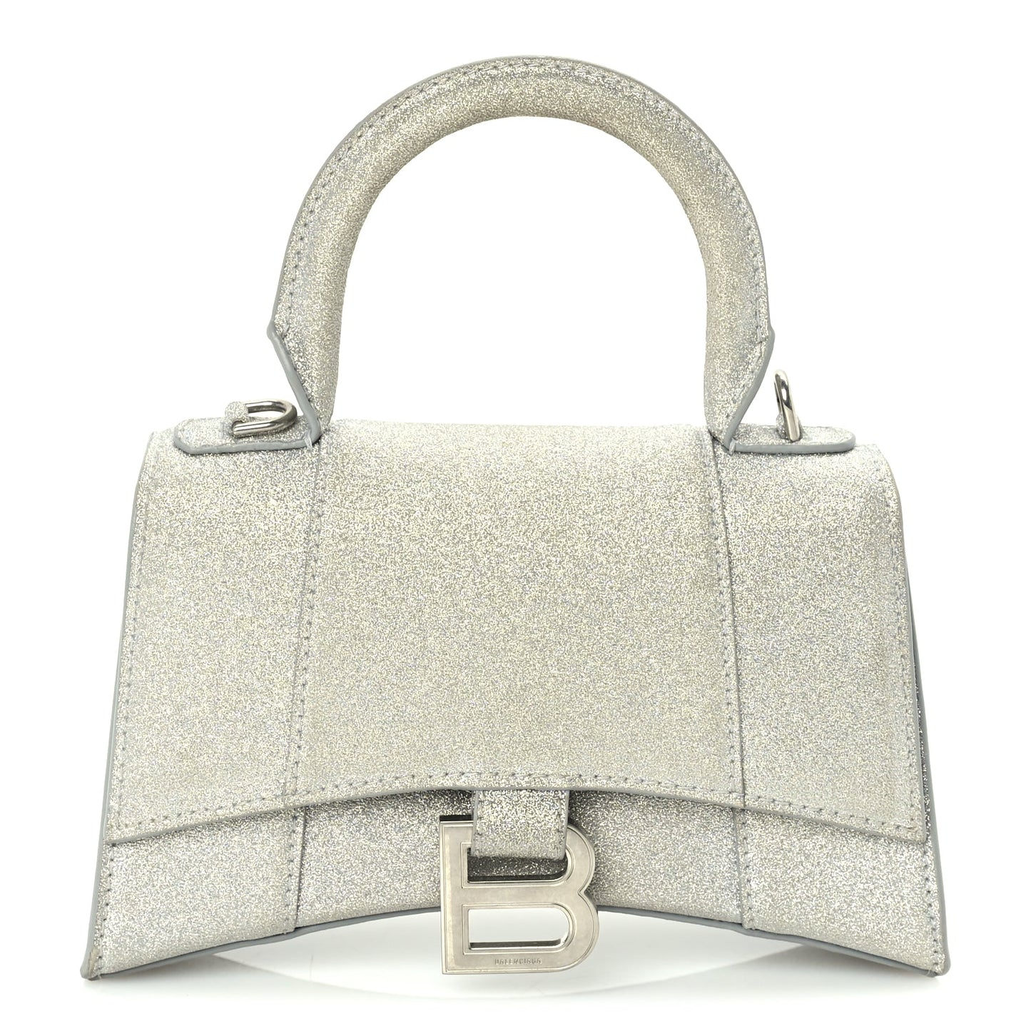 Balenciaga Glitter Fabric Hourglass Top Handle Bag XS  Grey
