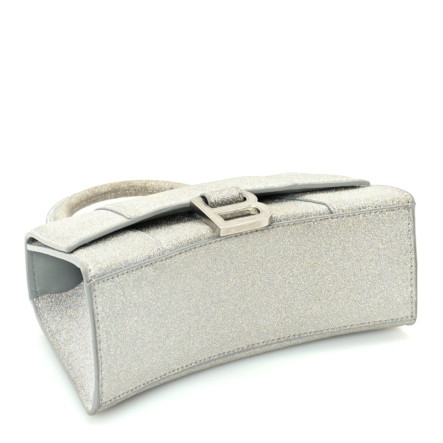 Balenciaga Glitter Fabric Hourglass Top Handle Bag XS  Grey