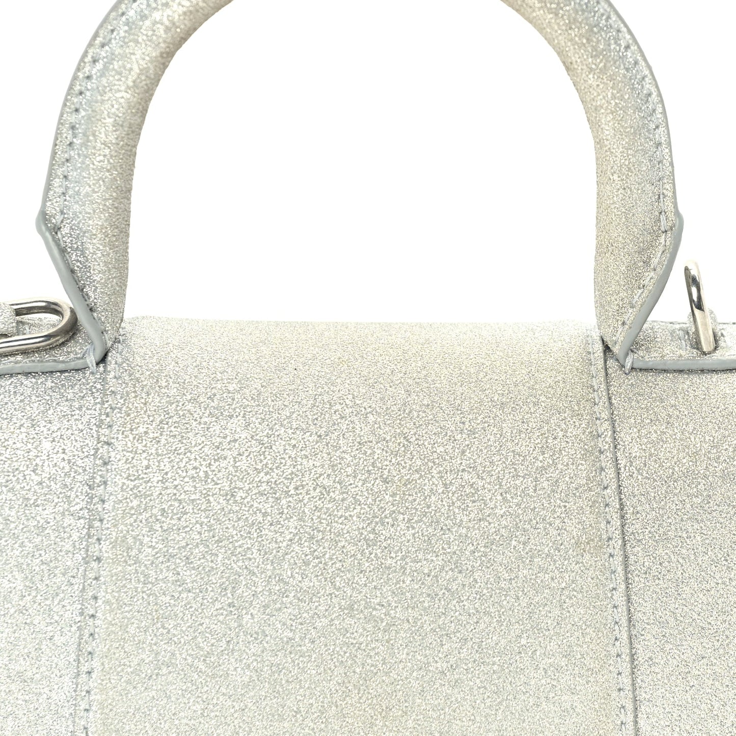 Balenciaga Glitter Fabric Hourglass Top Handle Bag XS  Grey