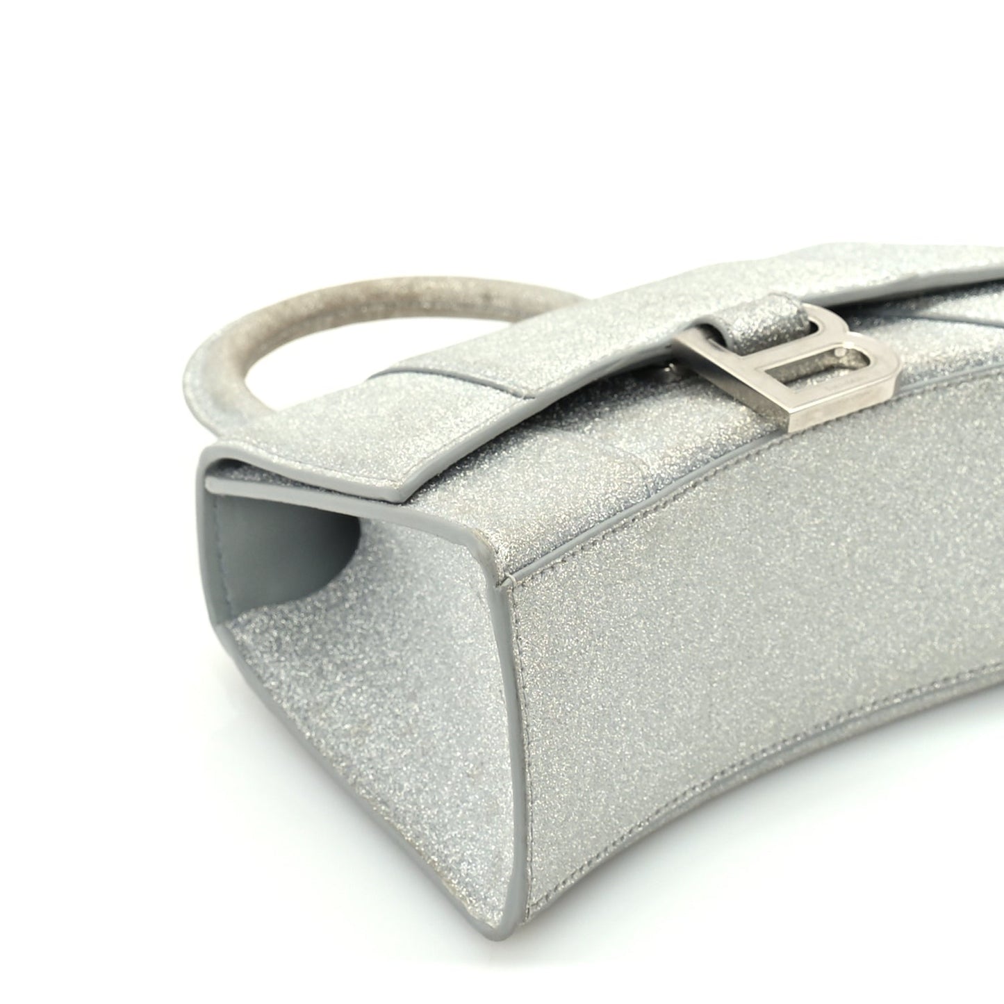 Balenciaga Glitter Fabric Hourglass Top Handle Bag XS  Grey