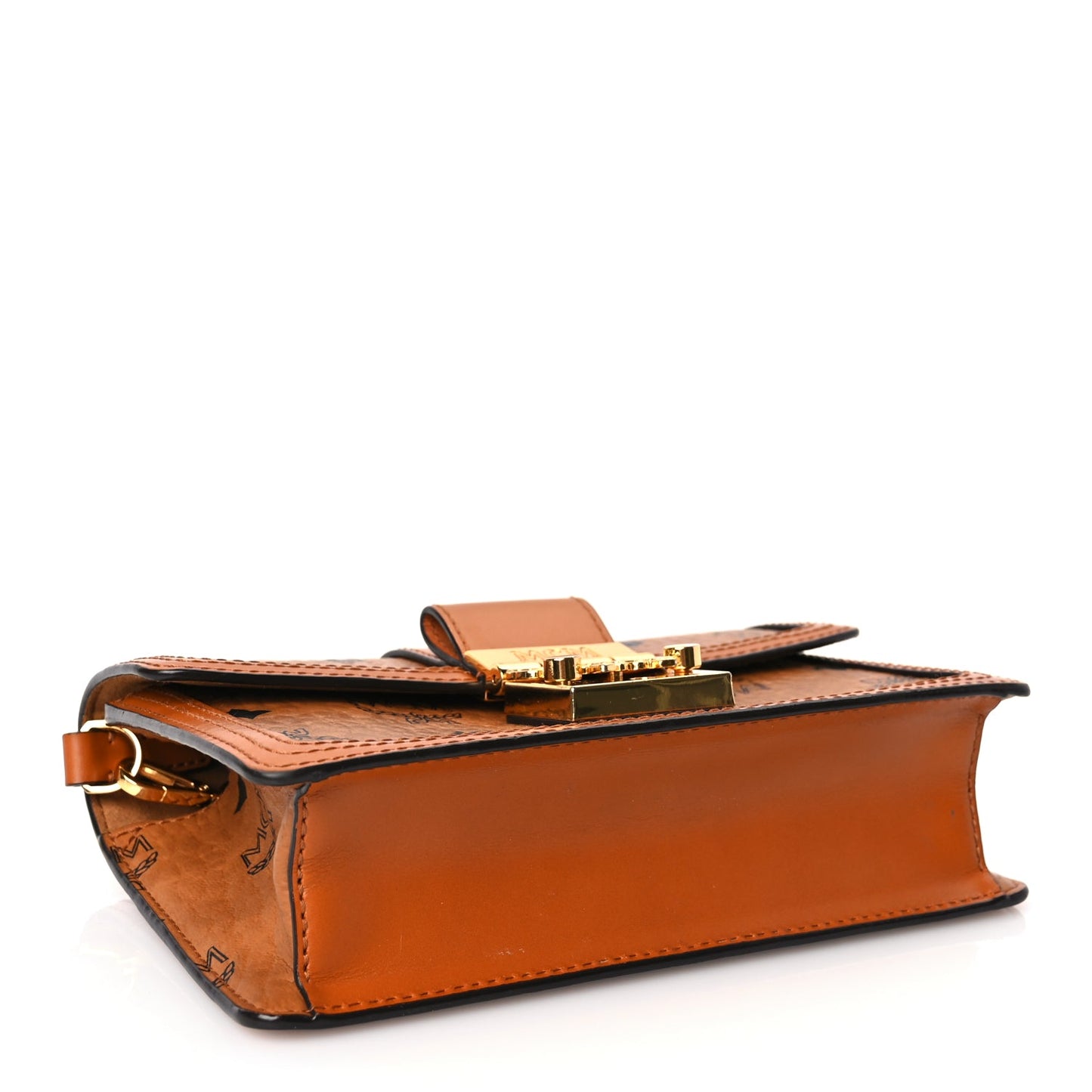 MCM Visetos Monogram Mini Tracy Crossbody Bag Cognac