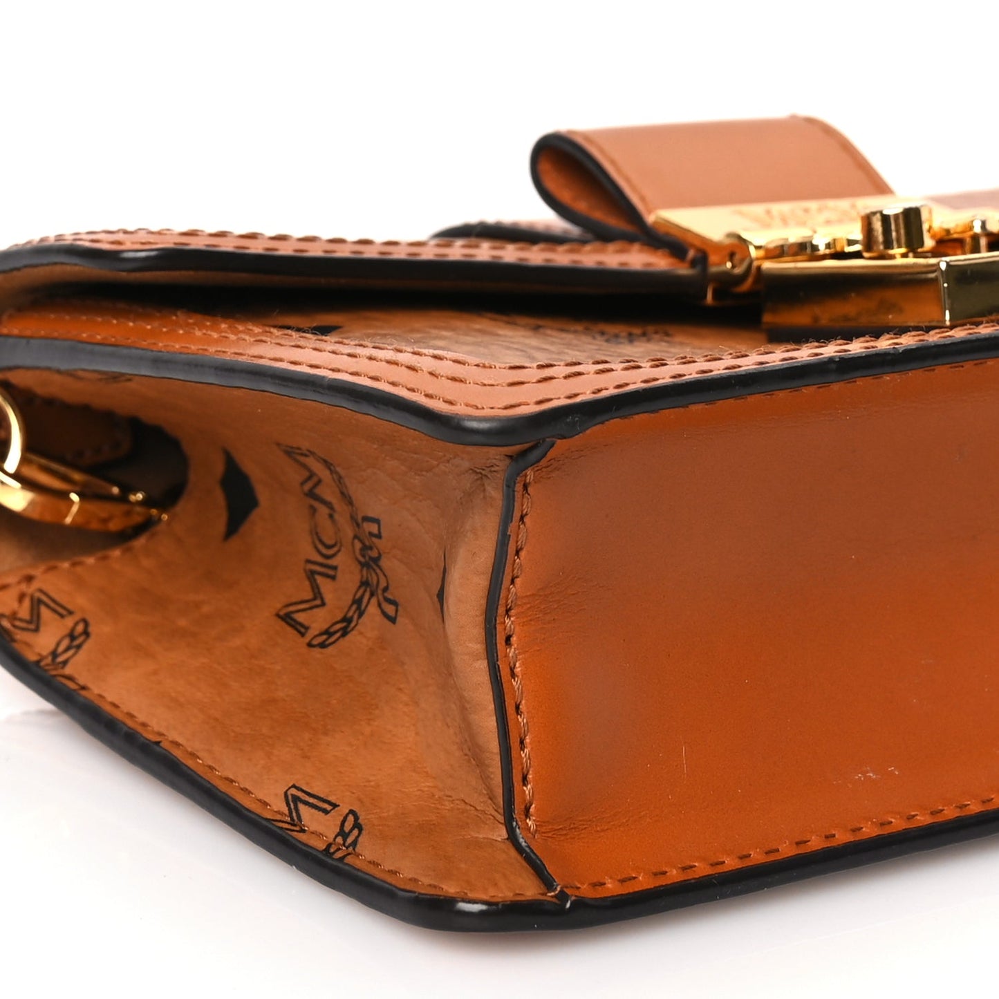 MCM Visetos Monogram Mini Tracy Crossbody Bag Cognac