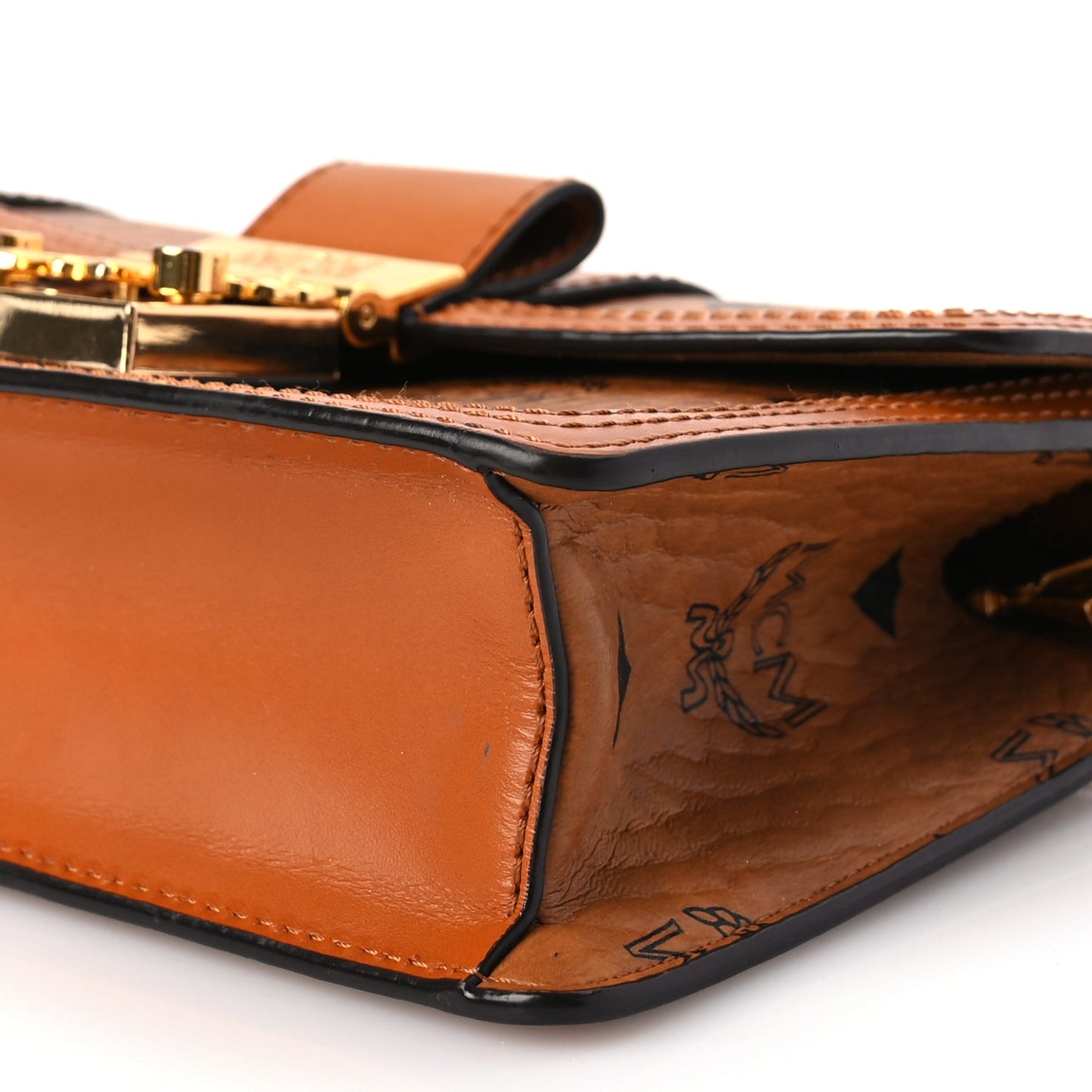 MCM Visetos Monogram Mini Tracy Crossbody Bag Cognac