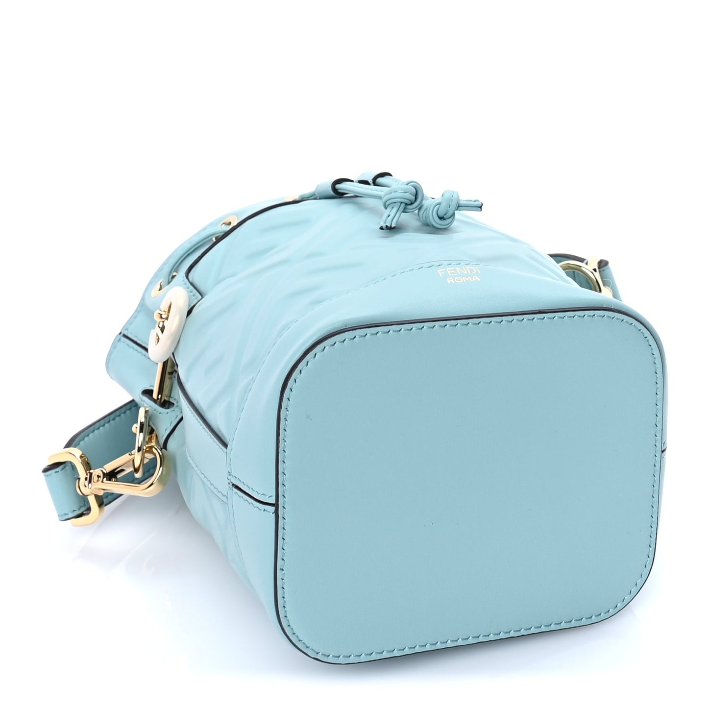 Fendi Vitello Liberty F is Fendi FF 1974 Embossed Mini Mon Tresor Bucket Bag  Light Blue