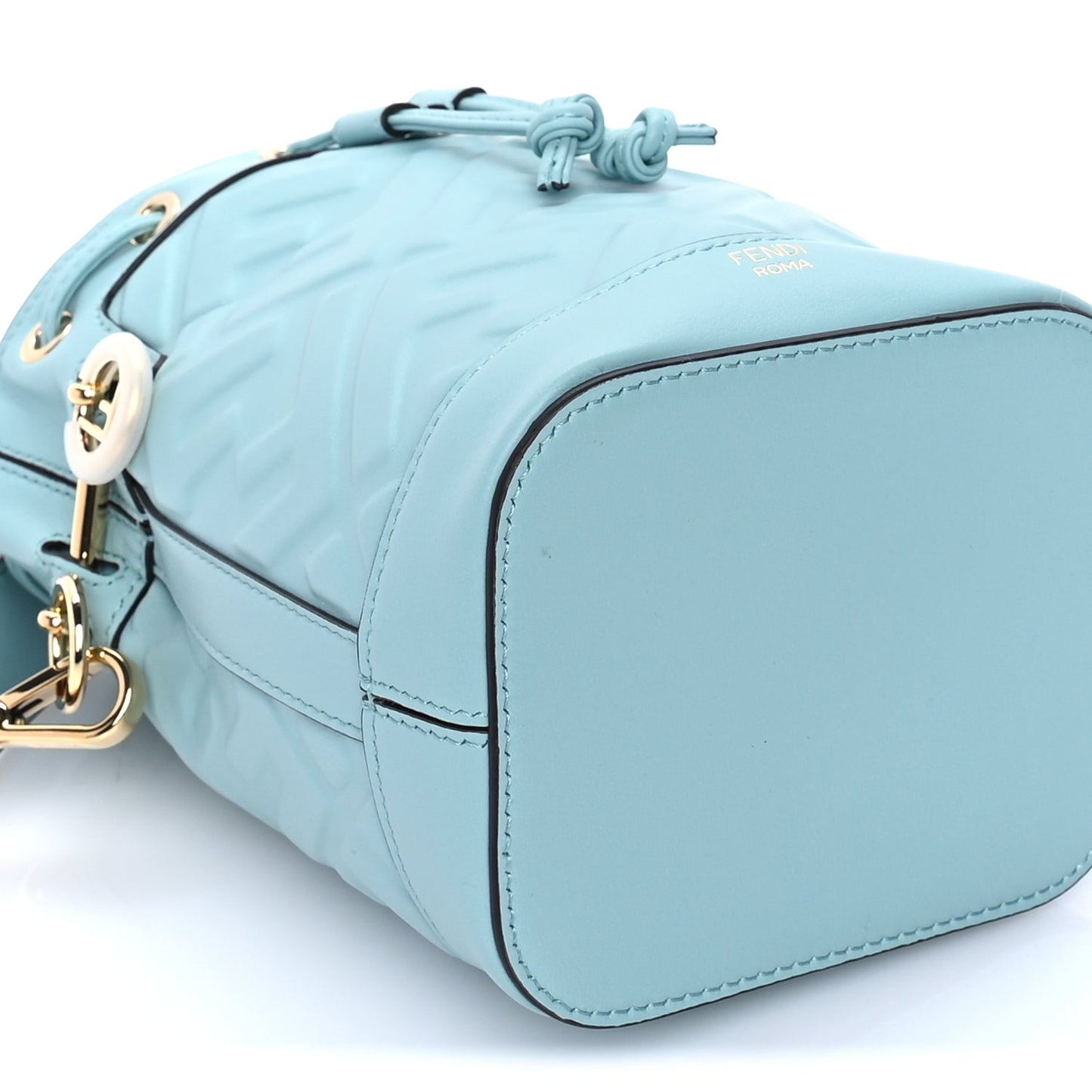 Fendi Vitello Liberty F is Fendi FF 1974 Embossed Mini Mon Tresor Bucket Bag  Light Blue