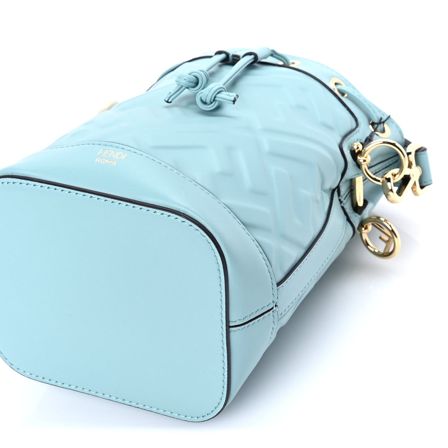 Fendi Vitello Liberty F is Fendi FF 1974 Embossed Mini Mon Tresor Bucket Bag  Light Blue