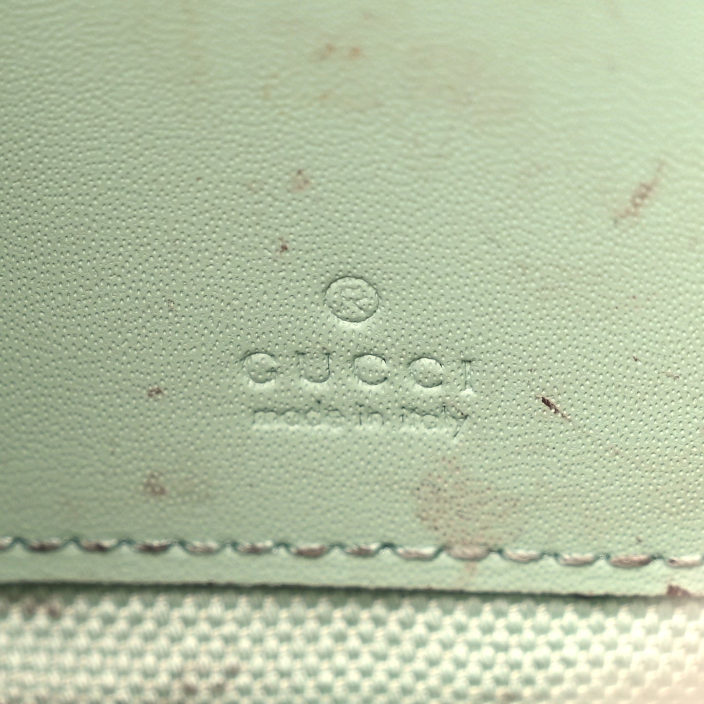 Gucci Denim GG Monogram Calfskin Mini Ophidia Half Moon Hobo Pale Green