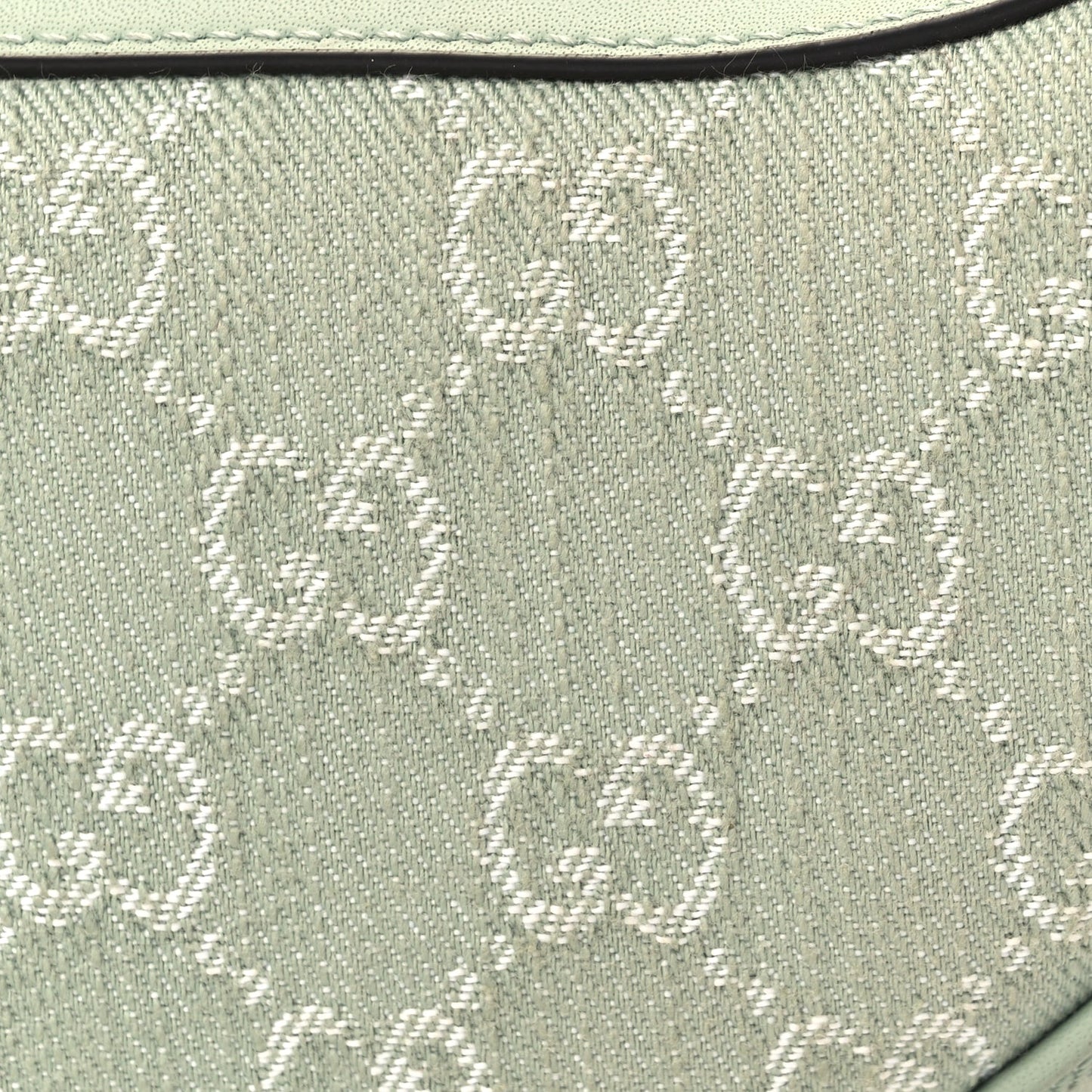 Gucci Denim GG Monogram Calfskin Mini Ophidia Half Moon Hobo Pale Green