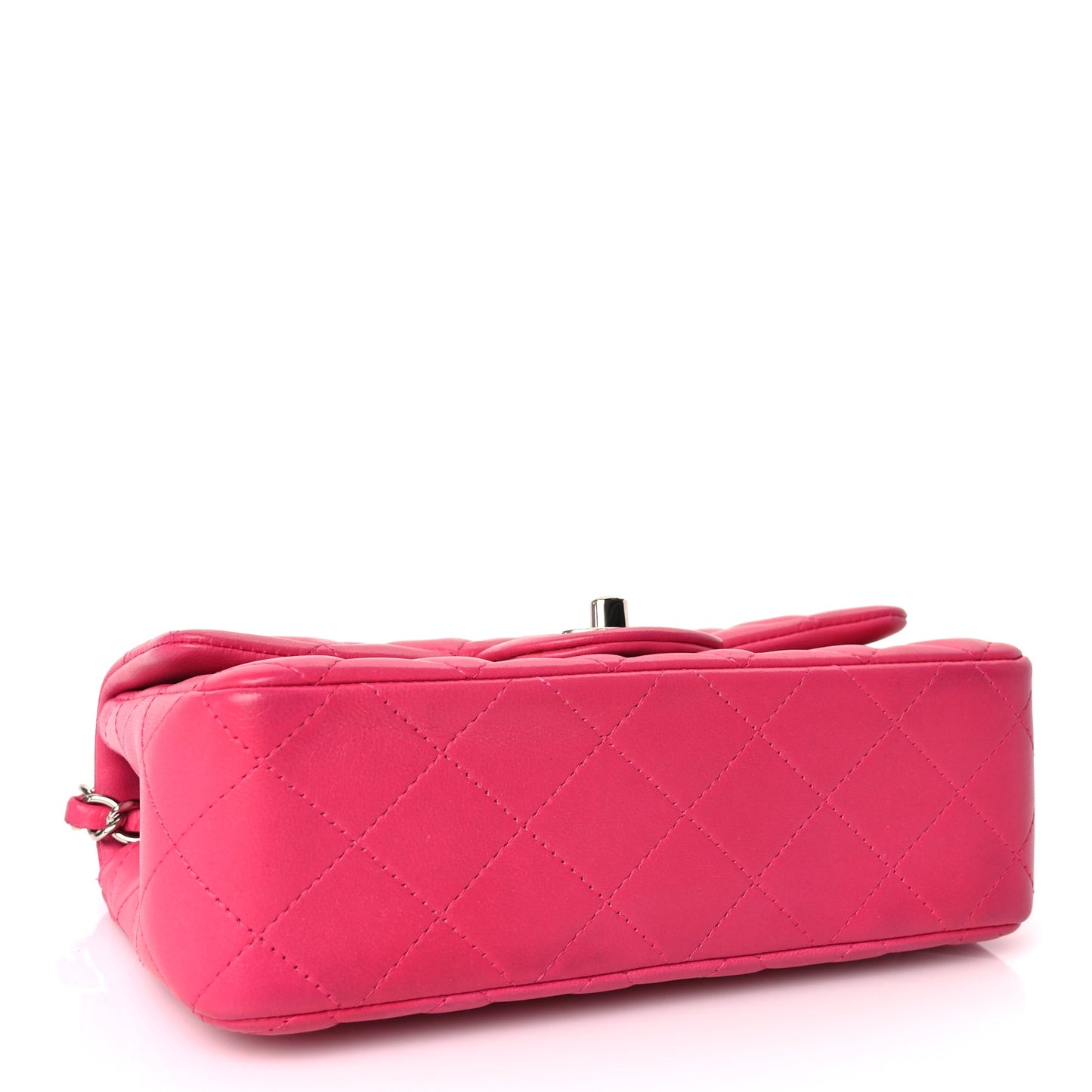 Chanel Lambskin Quilted Mini Rectangular Flap Dark Pink