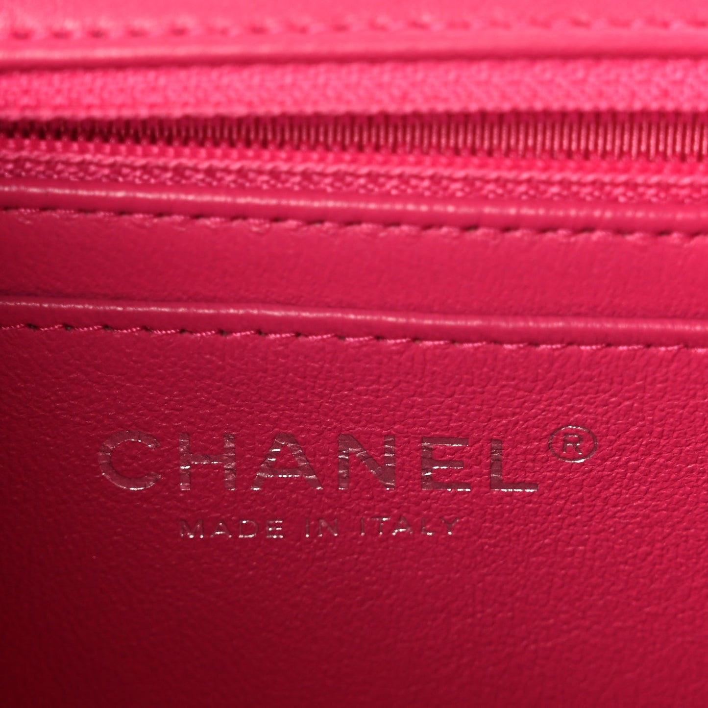Chanel Lambskin Quilted Mini Rectangular Flap Dark Pink