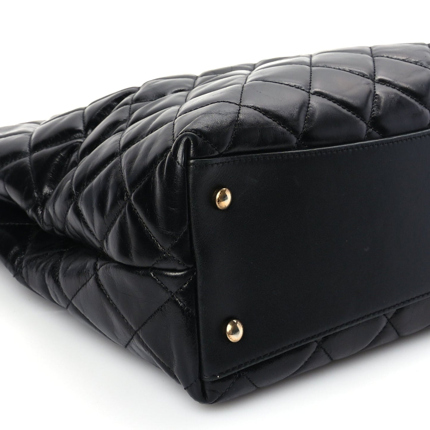 Chanel Glazed Calfskin Quilted Gold Bar Tote Black