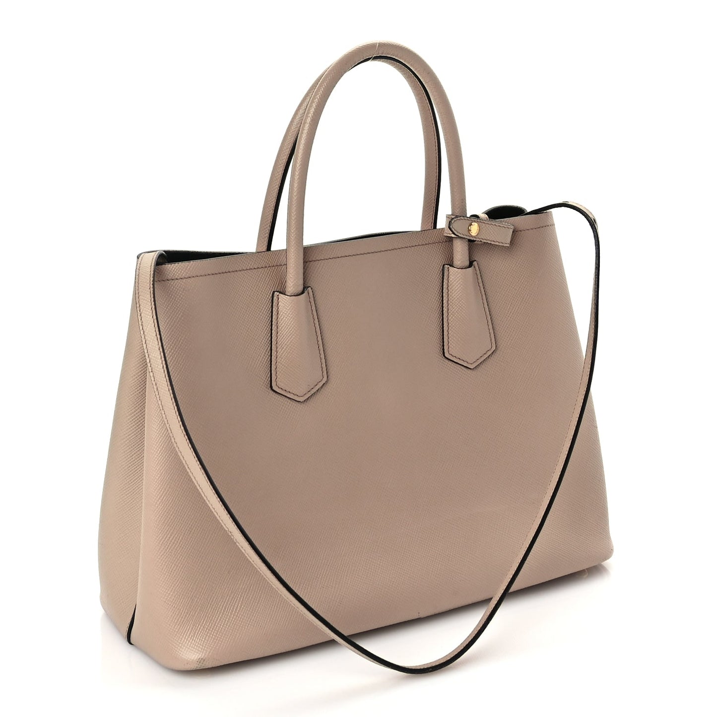 Prada Saffiano Cuir Medium Double Bag Cammeo Black