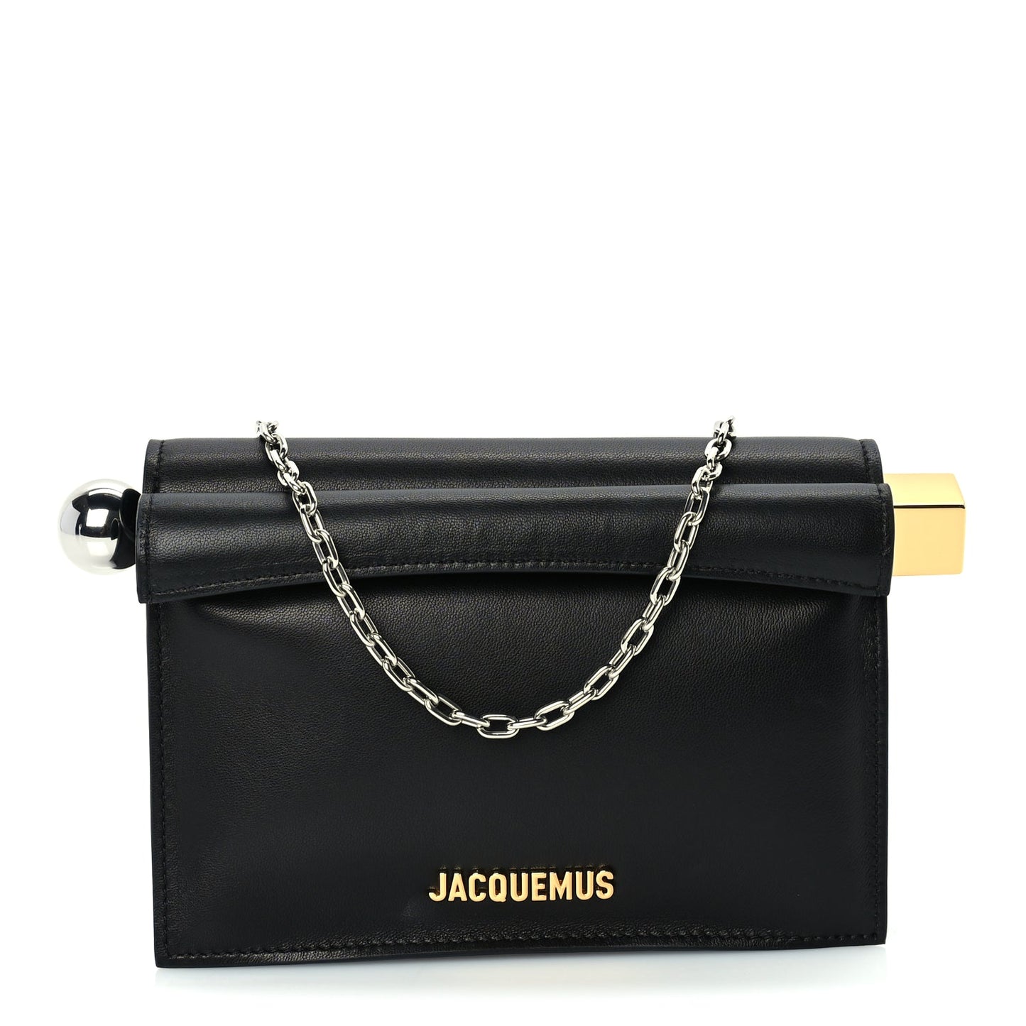 Jacquemus Smooth Calfskin La Pochette Rond Carre Black