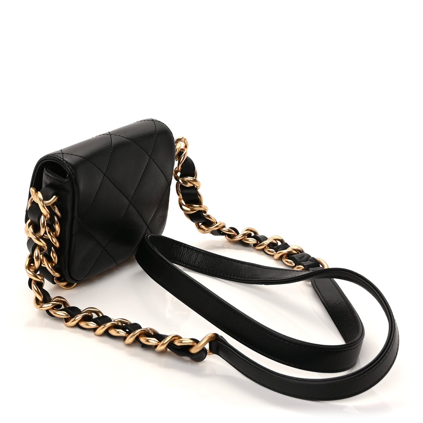 Chanel Calfskin Quilted Mini Framing Chain Bag  Black