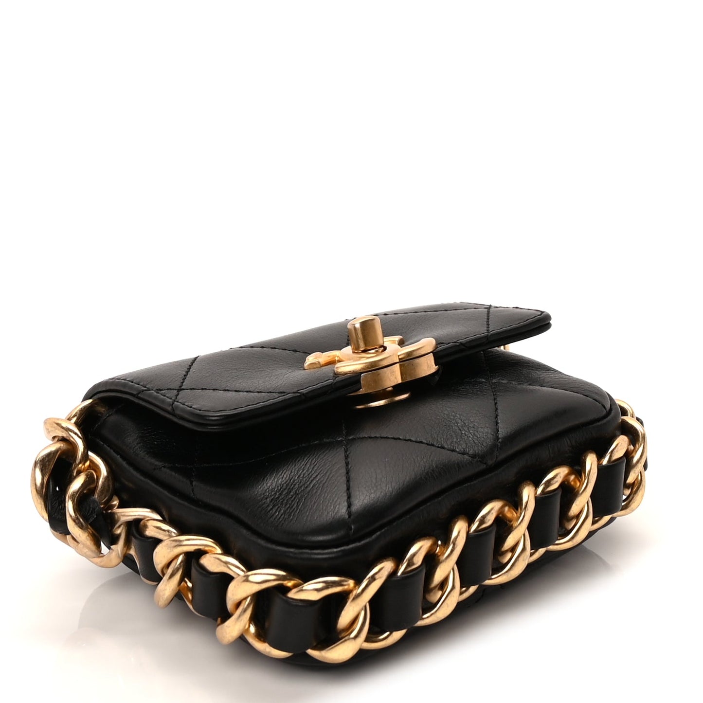 Chanel Calfskin Quilted Mini Framing Chain Bag  Black