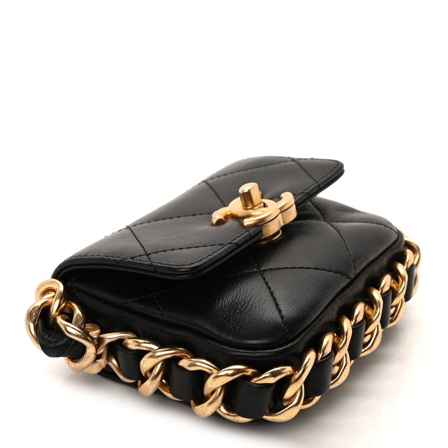 Chanel Calfskin Quilted Mini Framing Chain Bag  Black