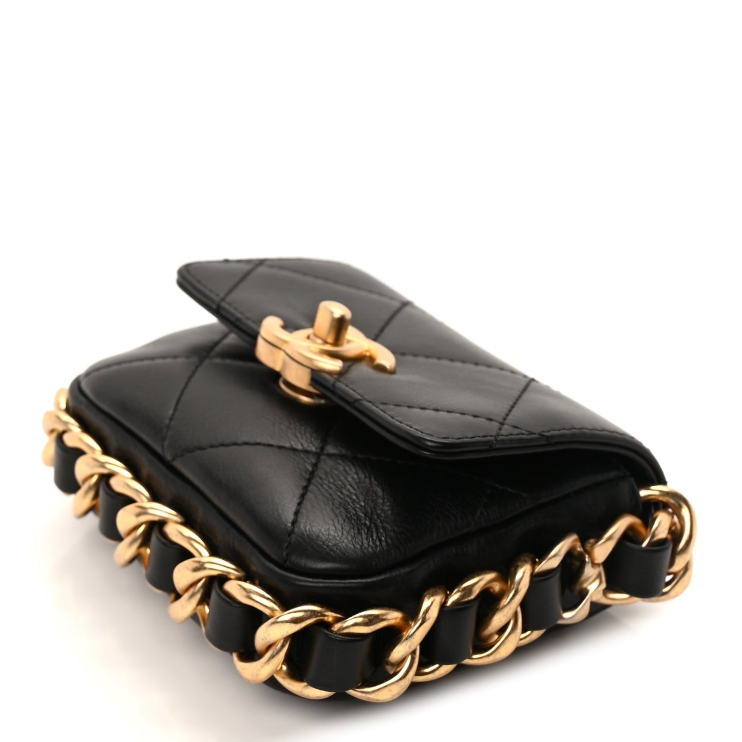 Chanel Calfskin Quilted Mini Framing Chain Bag  Black