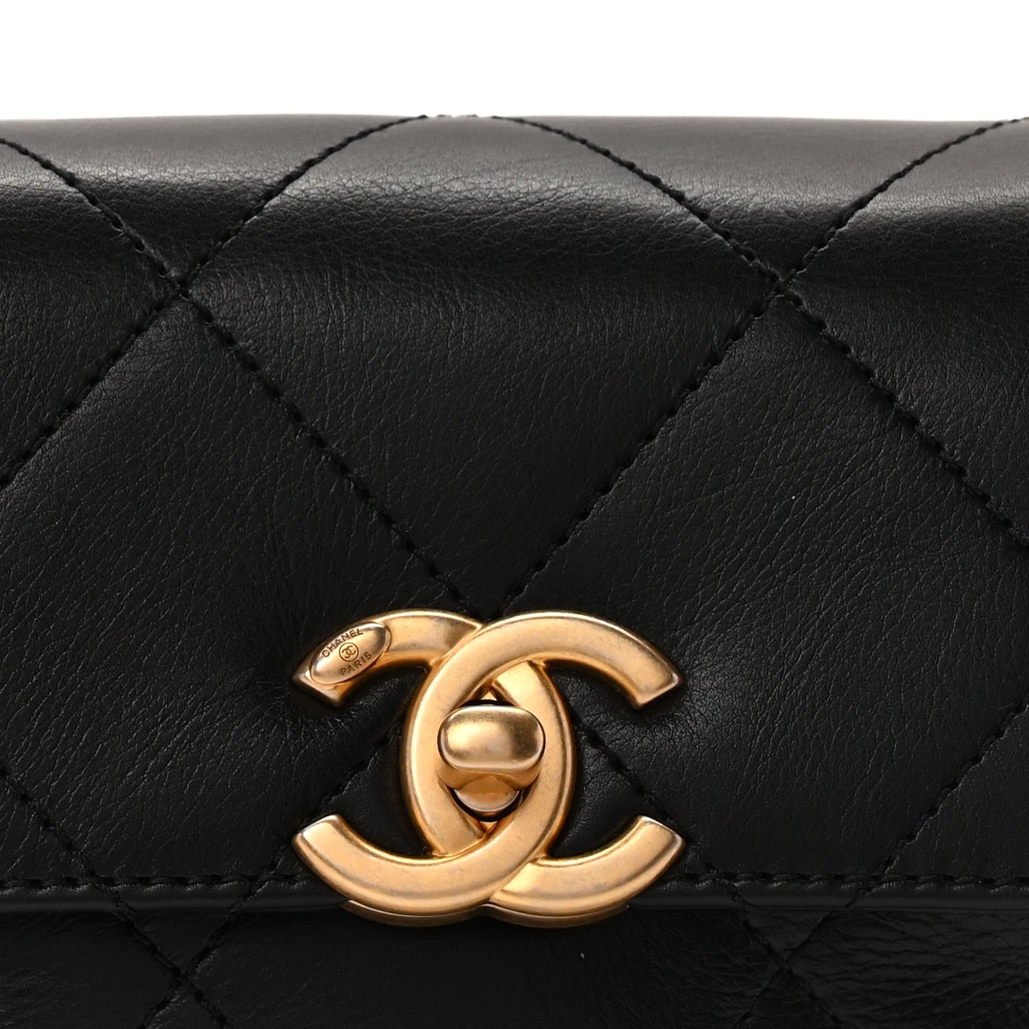 Chanel Calfskin Quilted Mini Framing Chain Bag  Black