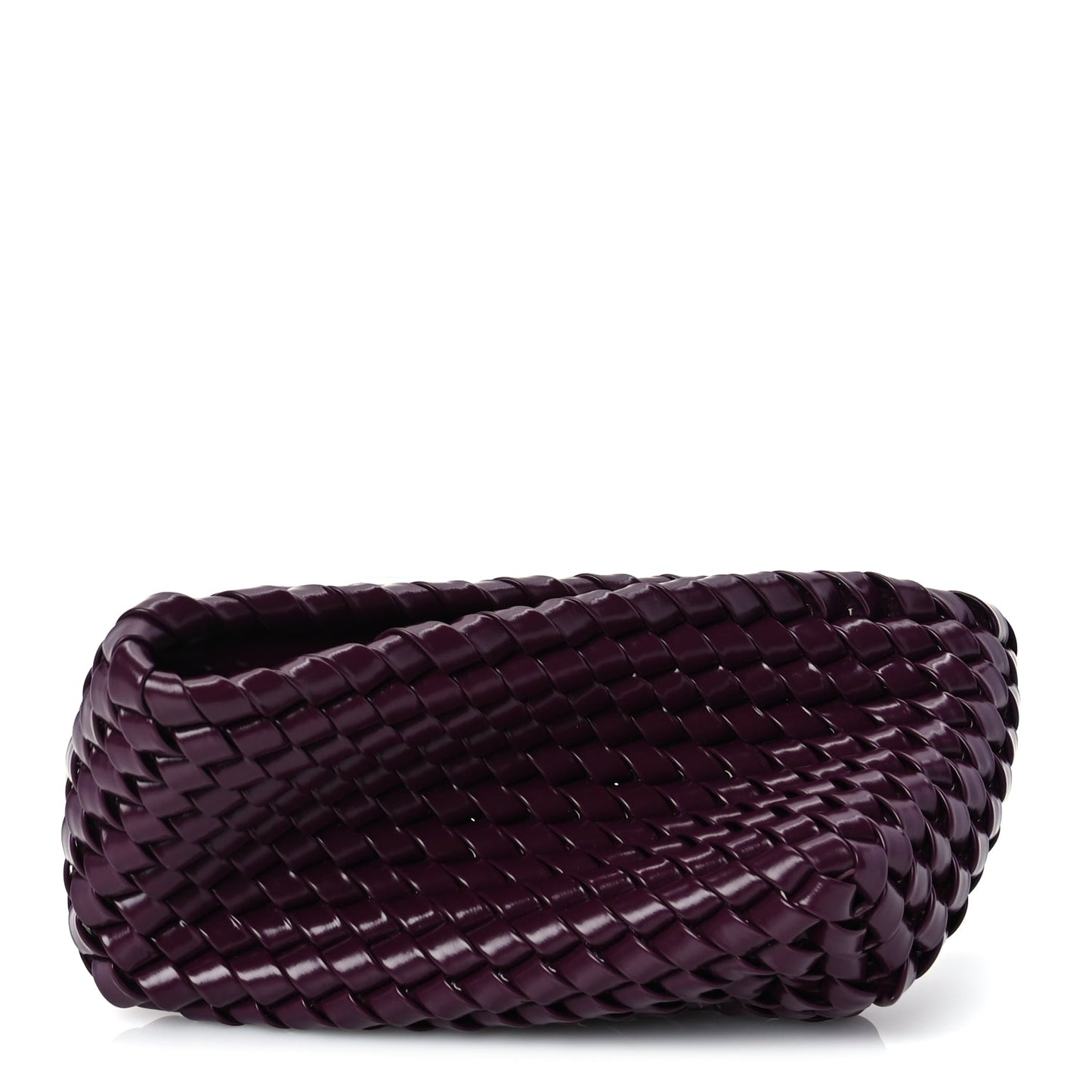 Bottega Veneta Patent Nappa Intrecciato Slanted Clutch  Purple