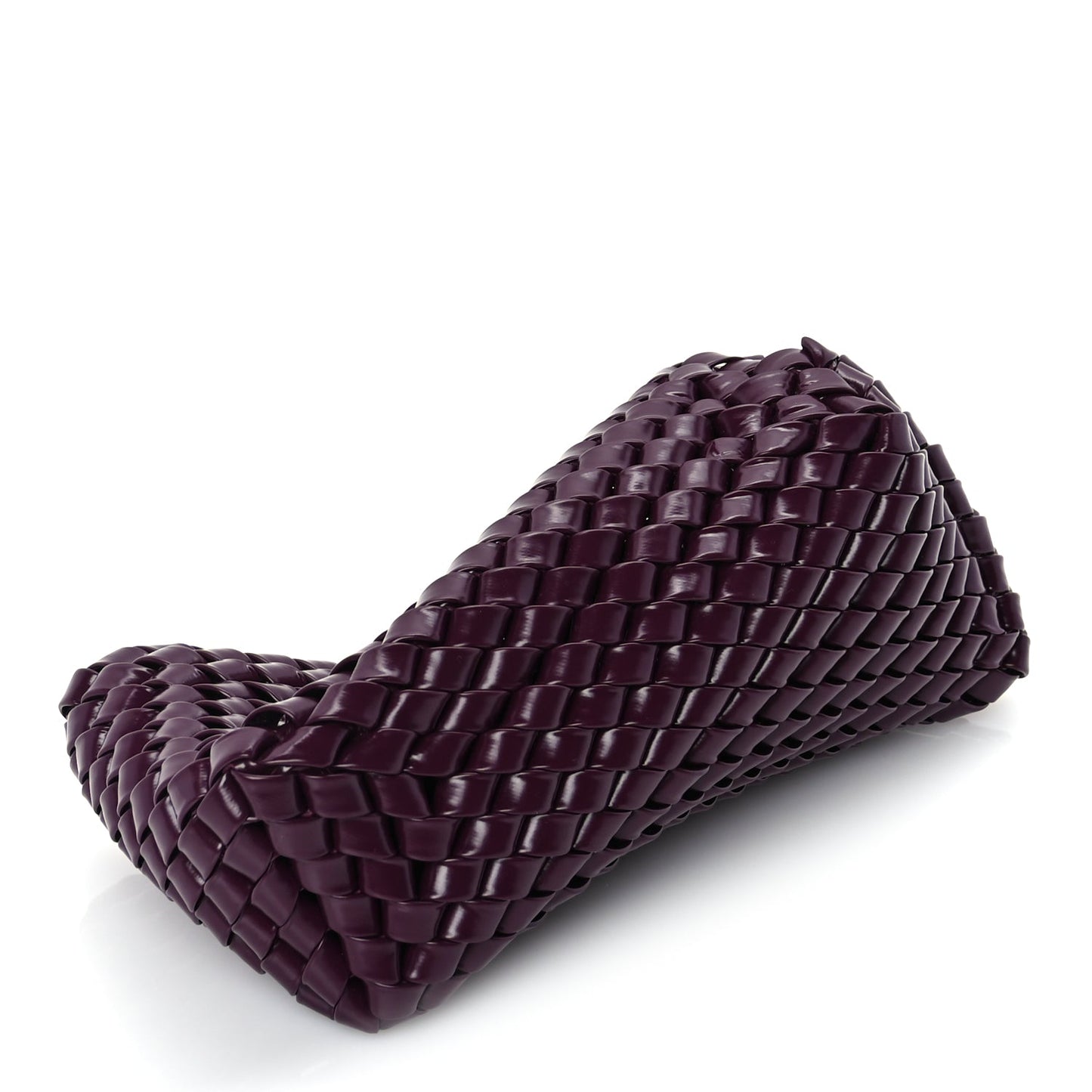Bottega Veneta Patent Nappa Intrecciato Slanted Clutch  Purple