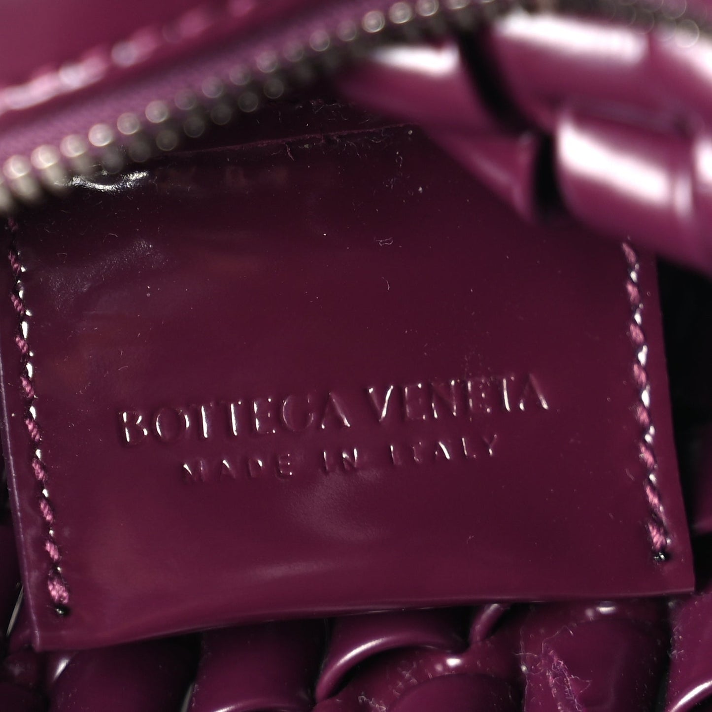 Bottega Veneta Patent Nappa Intrecciato Slanted Clutch  Purple