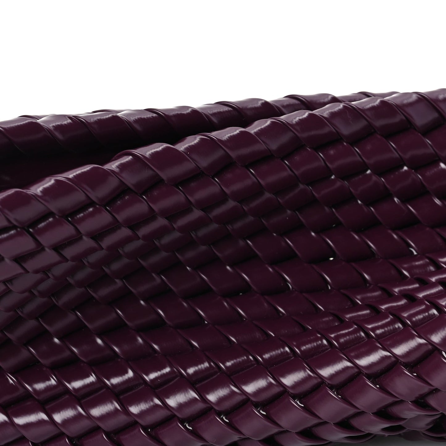 Bottega Veneta Patent Nappa Intrecciato Slanted Clutch  Purple
