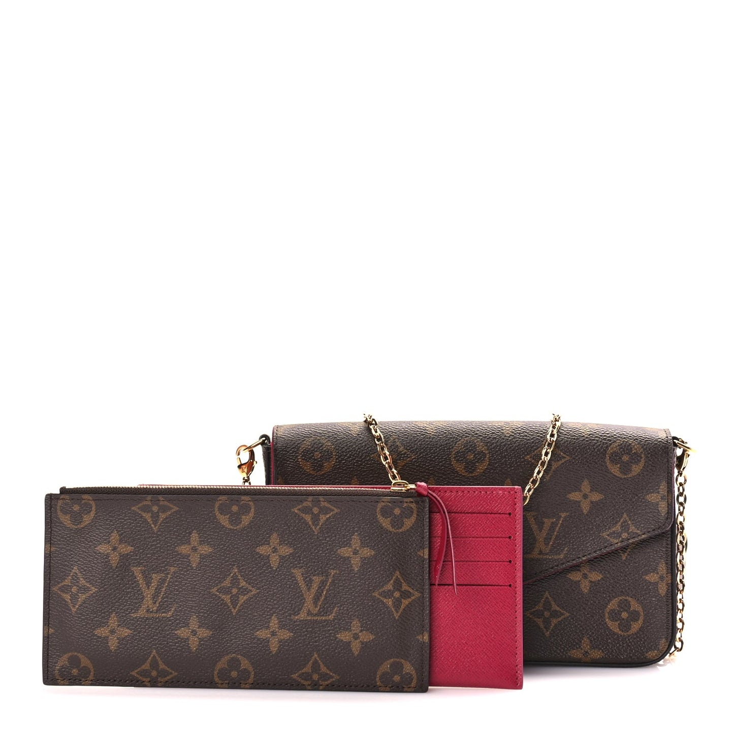 Louis Vuitton Monogram Pochette Felicie Chain Wallet Fuchsia