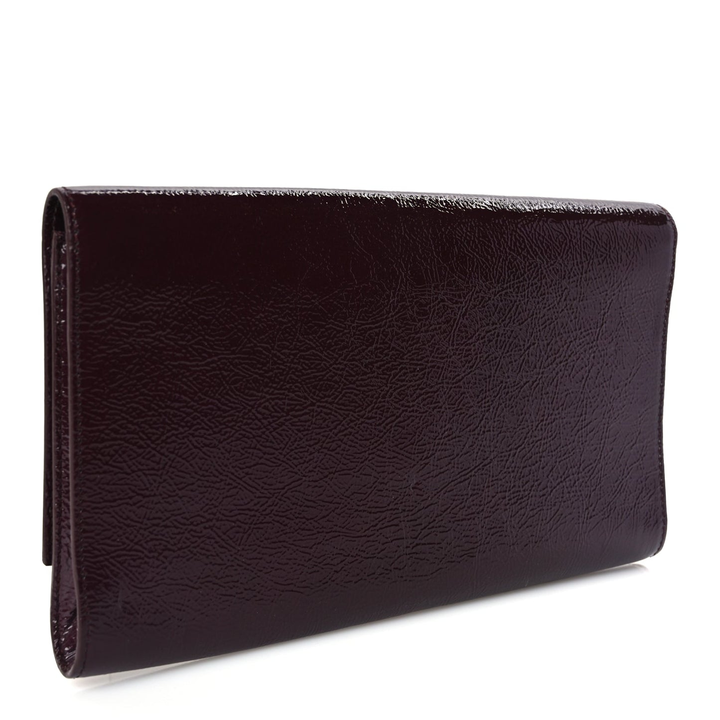 Saint Laurent Textured Patent Monogram Large Belle De Jour Clutch Burgundy