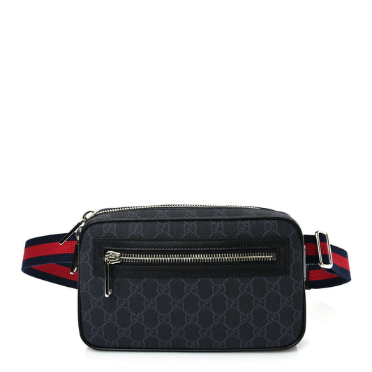 Gucci Soft GG Supreme Monogram Web Waist Bag Black Grey