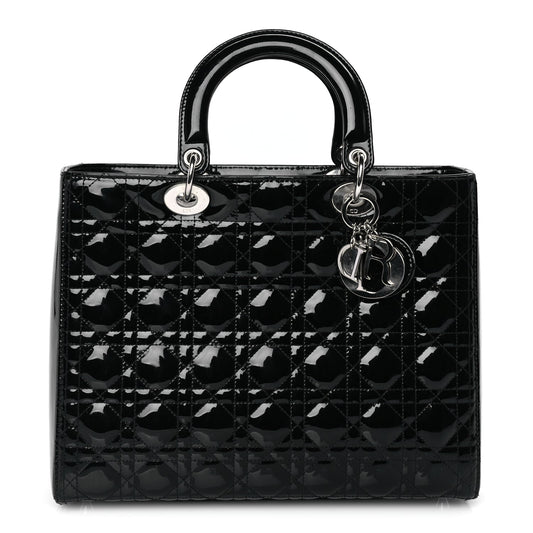 Christian Dior Patent Cannage Large Lady Dior Black