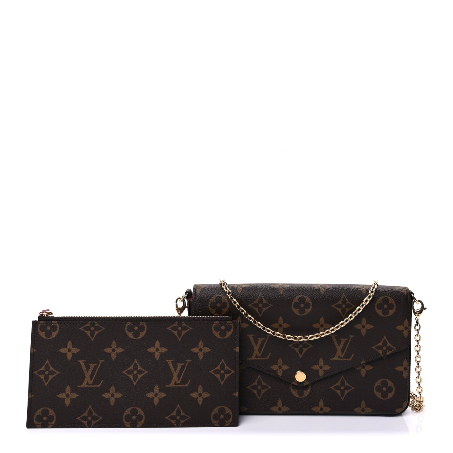 Louis Vuitton Monogram Pochette Felicie Chain Wallet Fuchsia