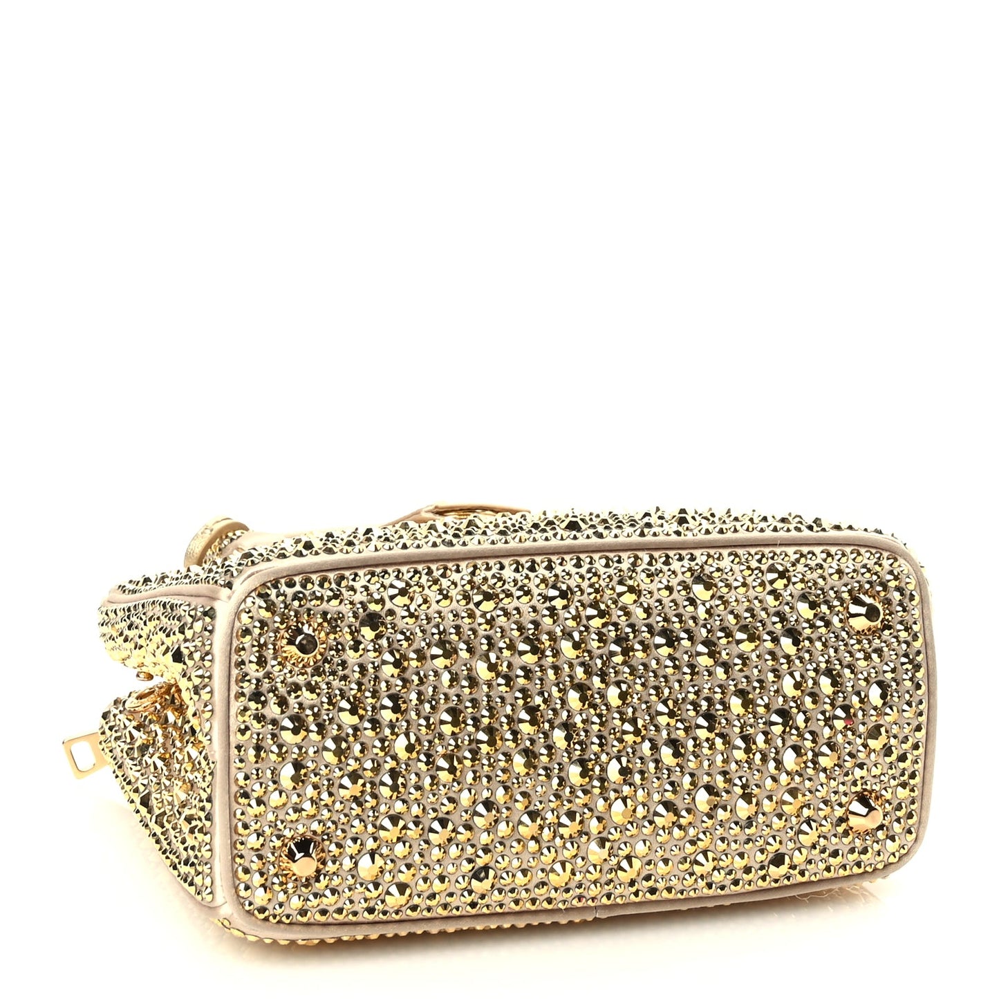 Prada Satin Crystal Mini Galleria Double Zip Tote Platino