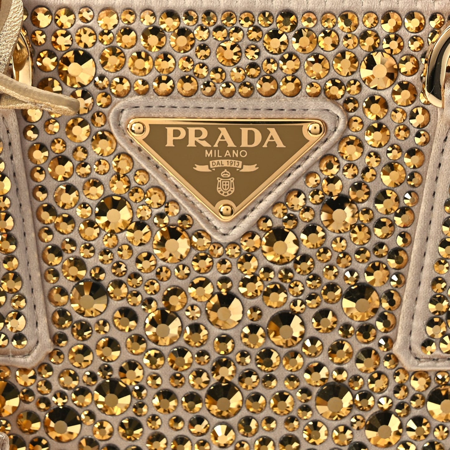 Prada Satin Crystal Mini Galleria Double Zip Tote Platino
