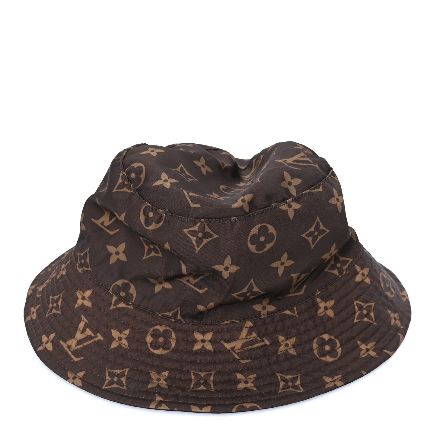 Louis Vuitton Nylon Monogram Reversible Bob Bucket Hat S  Brown Black