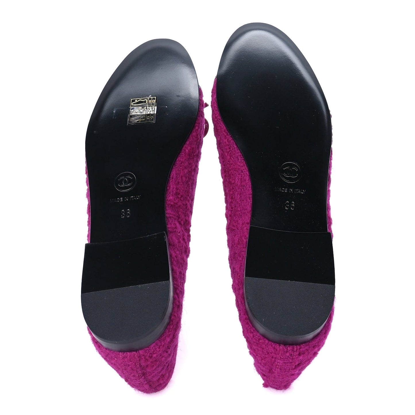 Chanel Tweed Patent Cap Toe Ballerina Flats 36  Pink Black