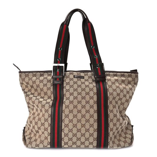 Gucci Monogram Large Web Joy Tote Brown