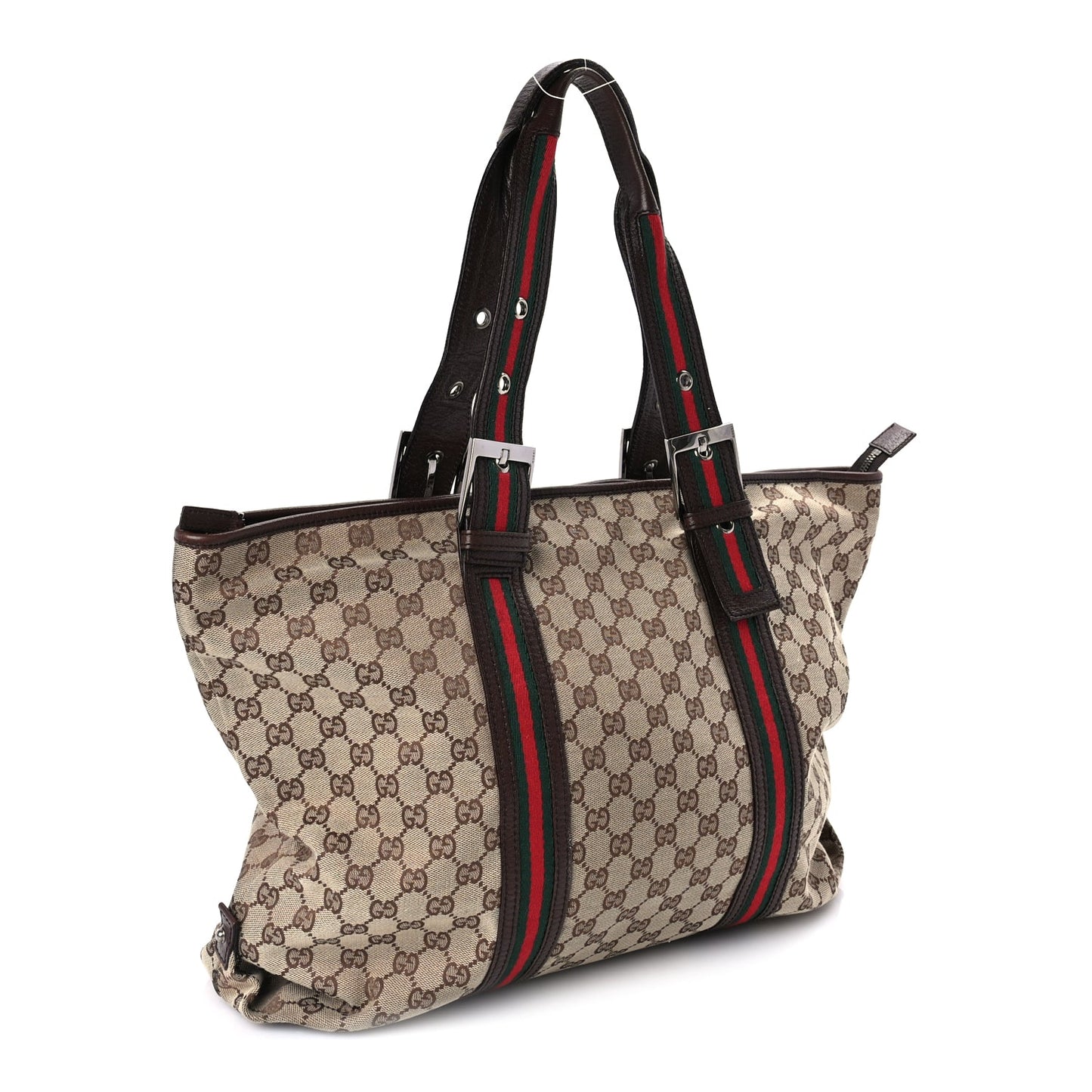 Gucci Monogram Large Web Joy Tote Brown