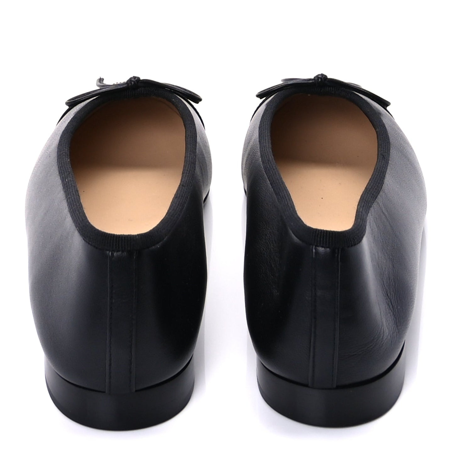 Chanel Lambskin Patent Cap Toe CC Ballerina Flats 37  Black
