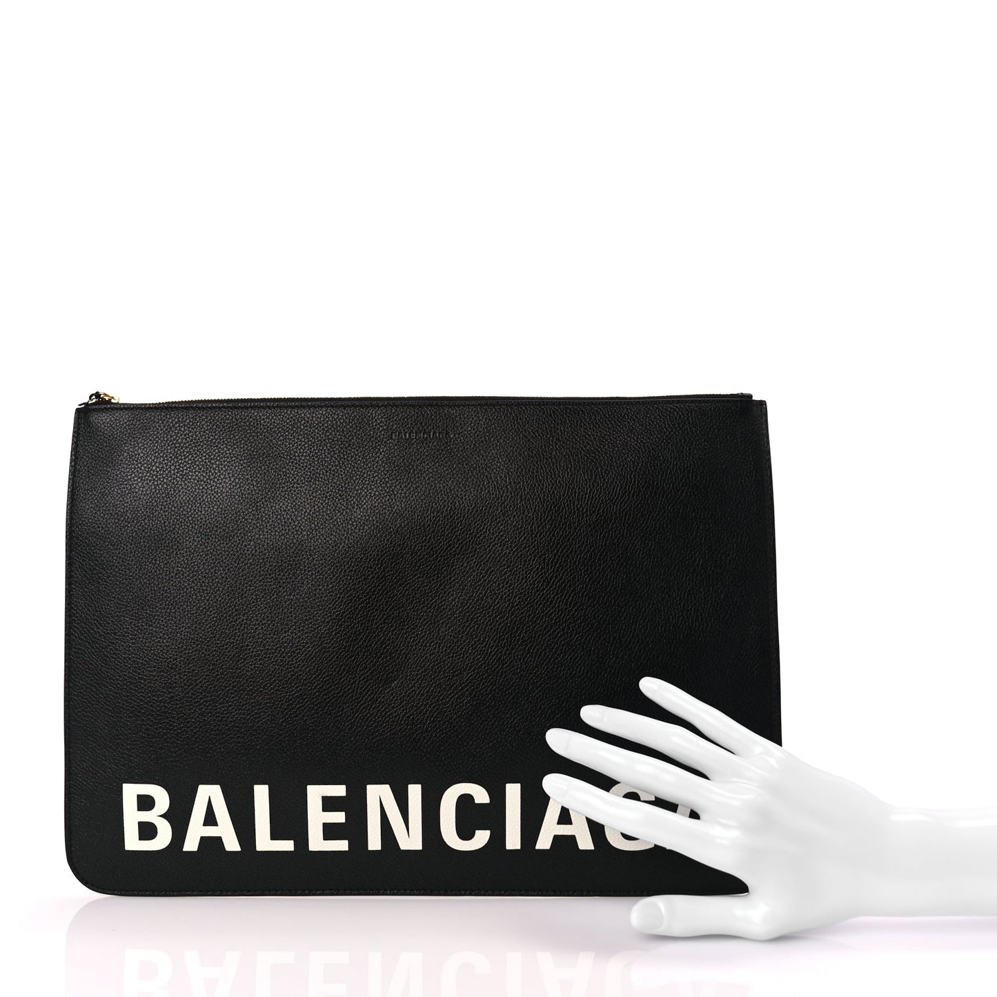 Balenciaga Large Calfskin Cash Pouch With Handle Black