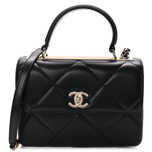 Chanel Lambskin Quilted Small Trendy CC Dual Handle Flap Bag Black