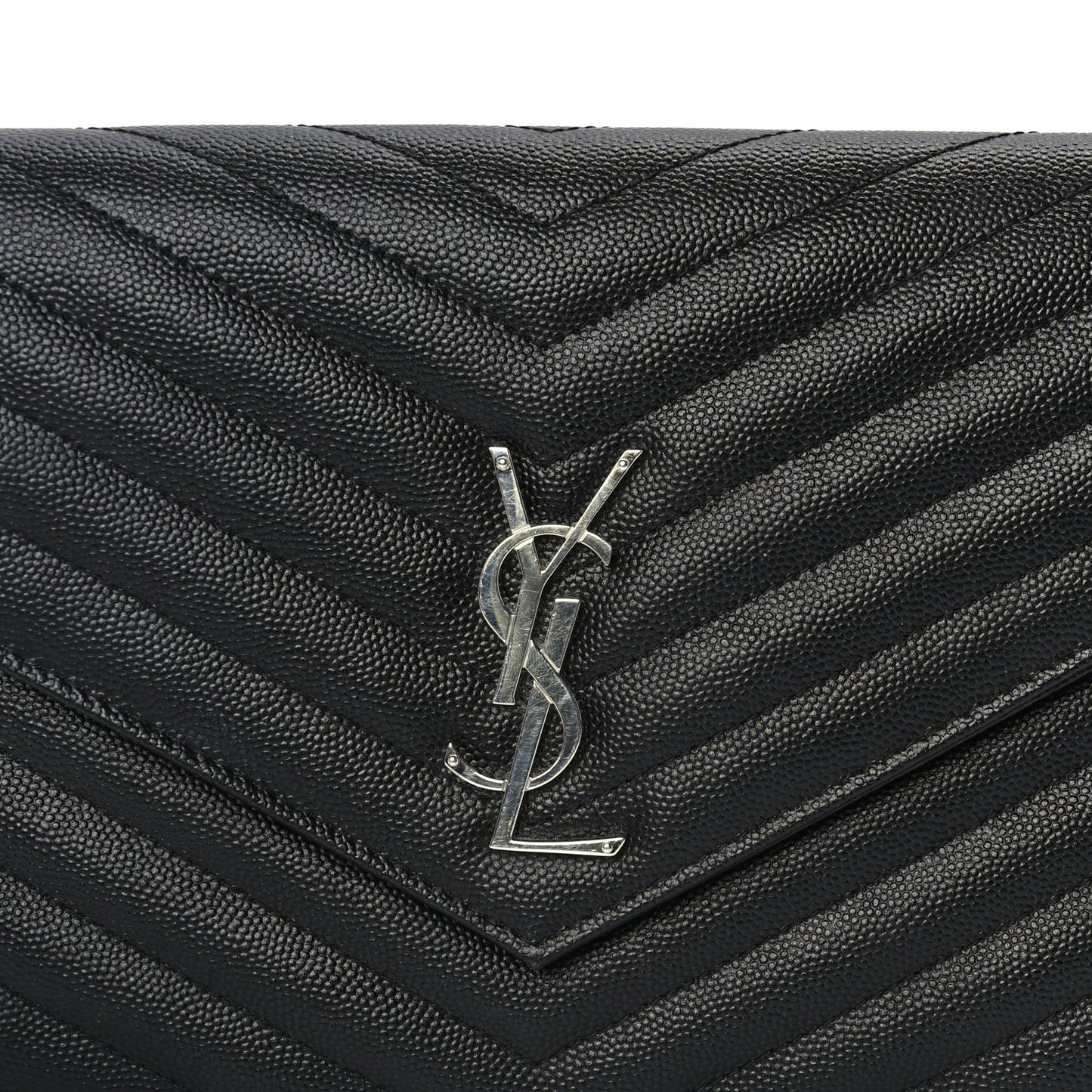 Saint Laurent Grain De Poudre Matelasse Chevron Monogram Envelope Clutch Black