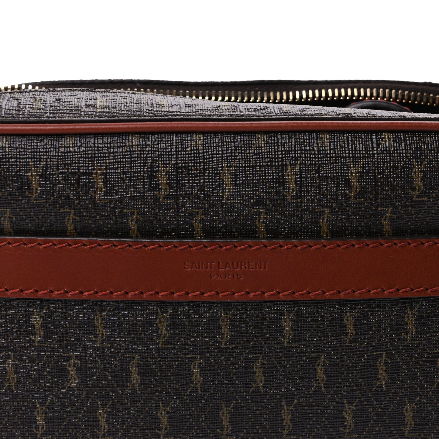 Saint Laurent Canvas Smooth Calfskin Le Monogramme Camera Bag  Chestnut