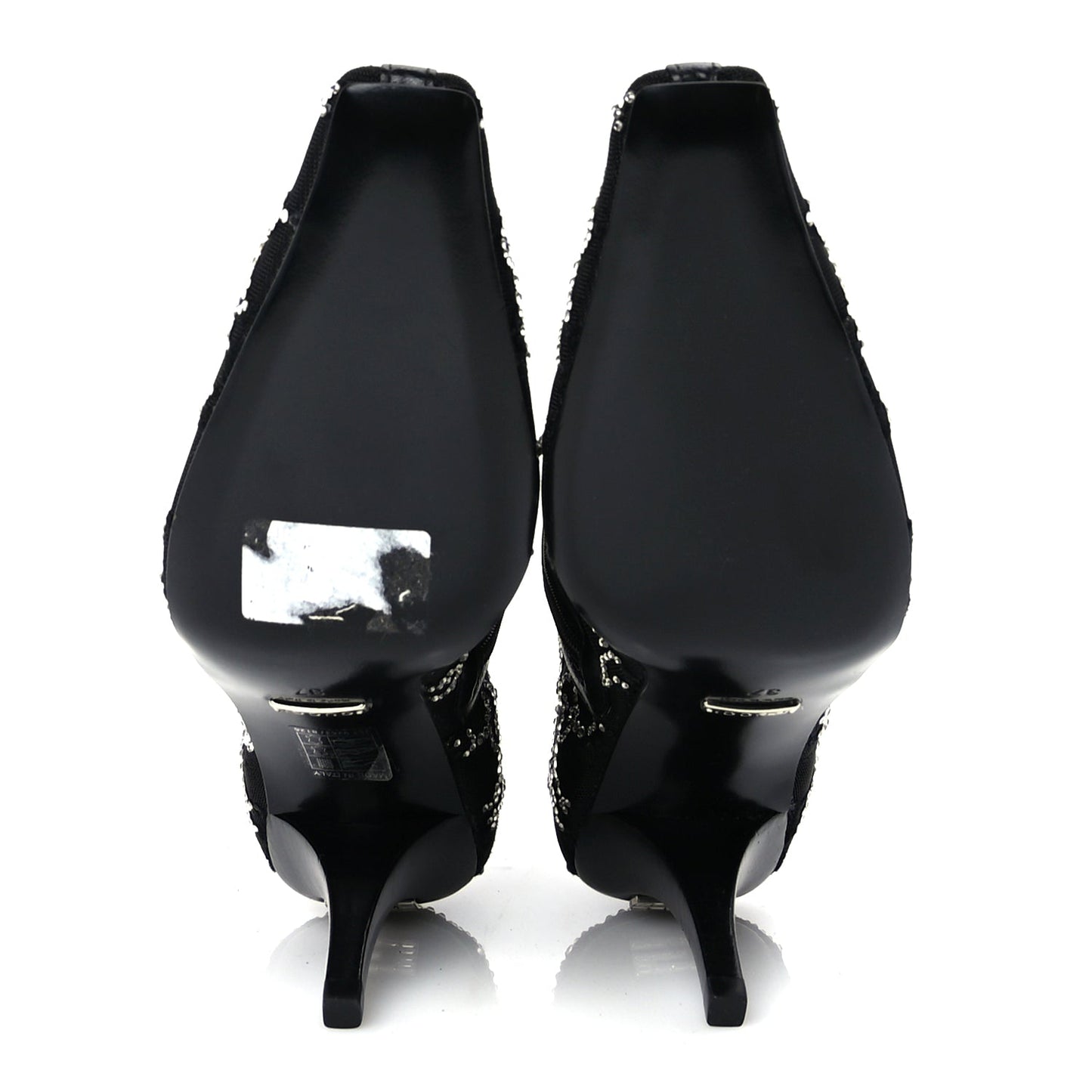 Gucci Tela Retino Kid Scamosciato Crystal GG Monogram Square Demi Boot 37 Black